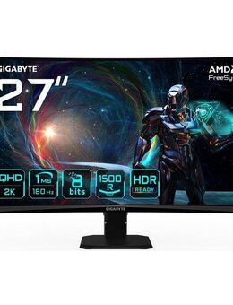 Gigabyte GS27QCA Curved-Gaming-LED-Monitor (68,5 cm/27 ", 2560 x 1440 px, Quad HD, 1 ms Reaktionszeit, 180 Hz, VA LED, neigbar, Eyesafe 2.0, HDR-Ready-, AMD FreeSync)