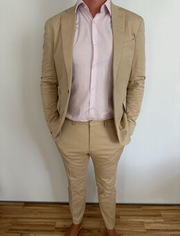 Hugo Boss Gr. 48 | Business Anzug Herren Baumwolle Elasthan Beige - Essen