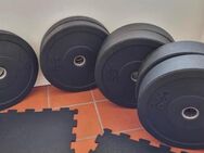Bumper Plates Gewichte Set mit Olympia Langhantelstange und 4 Puzzelmatten Neu - Saarbrücken