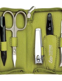 ERBE Maniküre-Etui Lederetui mit Zippverschluss, 5 tlg., bestückt mit Solinger Premium Stahlwaren