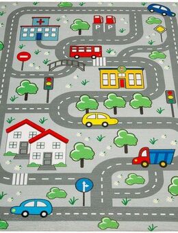 Paco Home Kinderteppich Chicos 559, rechteckig, Höhe: 2 mm, Flachgewebe, Straßen-Spiel-Teppich, Kinderzimmer