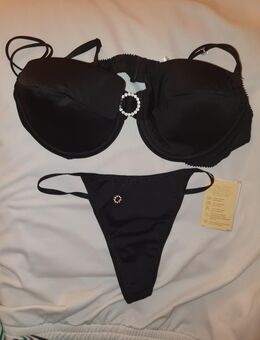 BH 85C und Stringtanga M von Gracya.Neu Schwarz,Strass,Crossdresser. - Hannover Vahrenwald-List