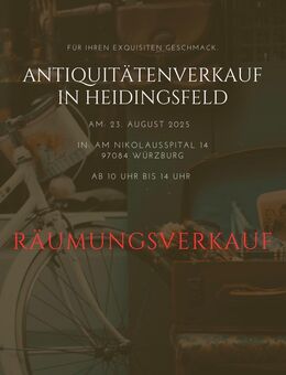 Räumungsverkauf Antik Vintage Antiquitäten Möbel Gemälde Mid century Flohmarkt - Würzburg