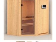 Karibu Sauna Tomke, BxTxH: 170 x 151 x 198 cm, 68 mm, (Set) 3,6-kW-Plug & Play Ofen mit externer Steuerung