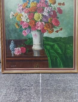 Ölgemälde Münchner Maler Ignaz Gebhardt Stilleben Blumen, 19.Jhd. - München Maxvorstadt