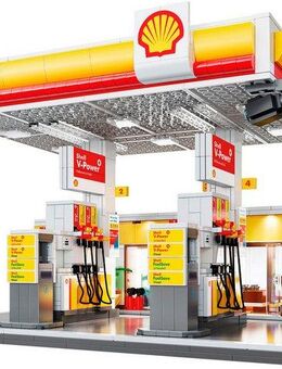 Jamara CaDA, Bricks, Shell Tankstelle mit Shop und Waschanlage (402857) Konstruktions-Spielset, (1309 St), mit LED Licht