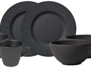 Villeroy & Boch Frühstücks-Geschirrset Manufacture Rock (6-tlg), 2 Personen, Fine China-Porzellan, Made in Germany, Fine China Porzellan