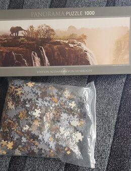 i04) 2x gelegtes Panorama Puzzle 1000 Elephant 29287 - Edition von Humboldt - Elefant - Garbsen