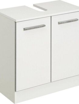 Saphir Waschbeckenunterschrank Quickset 953 Unterbeckenschrank, 60 cm breit, 2 Türen, Weiß Glanz Waschbeckenschrank mit Siphonausschnitt, ohne Waschbecken