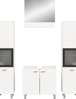 welltime Badmöbel-Set Tampa, Breite 137cm, 4-teilig, (4-St), Waschbeckenunterschrank, Spiegel, Hochschrank