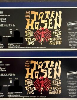 2 Sitzplätze Block 6 für Die Toten Hosen, 20.06.2026 Zürich (CH) - Lottstetten