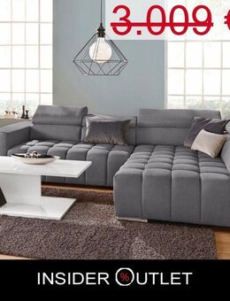 Mega Ecksofa 307x201cm Samt Grau Schlaffunktion Luxus-Microfaser - Köln