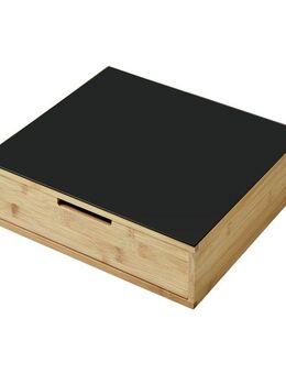 KESPER® Aufbewahrungsbox Schublade für Kaffee-Kapseln oder Tee, Bambus, FSC (1 St), mit Abstellfläche aus hitzebeständigem ESG-Sicherheitsglas