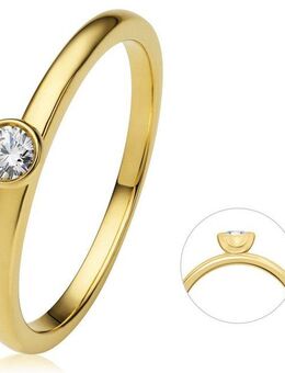ONE ELEMENT Diamantring 0.1 ct Diamant Brillant Zarge Ring aus 585 Gelbgold, Damen Gold Schmuck Zarge