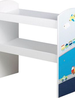 roba® Kinderregal Rennfahrer, bunt, inklusive 5 Stoffboxen in 2 Größen