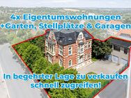 Reuter Immobilien Super Rendite-Gesamtpaket => 4x (!!!) 3- bis 4-Raum-Wohnungen mit Stellplatz, Garagen & Garten - Apolda