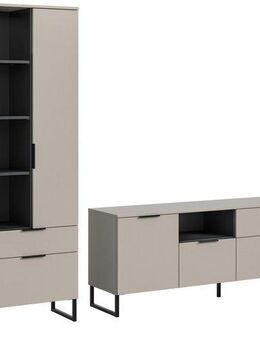 INOSIGN Wohnwand ADIO, Breite 290 cm, 2-teiliges Set, mit Metall-Kufenfüße, (Set, 2-St., bestehend aus: Mehrzweckschrank und Lowboard), Kombination, Anbauwand, Set, Wohn-Set, Wohnzimmer-Set, Schrankwand