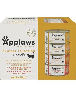 Applaws Adult Dose Mix 12 x 70 g - Mixpaket Hühnchen in Brühe (4 Sorten)