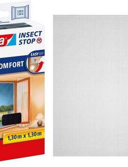 tesa Insektenschutz-Fensterrahmen Insect Stop Comfort Fliegengitter für Fenster - 1.3 m x 1.3 m, (Packung, 1-St., Fliegennetz, Klettband, Andrück und Schneidehilfe), Insektenschutzgitter - ohne Bohren - zuschneidbar