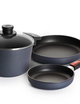 WOLL MADE IN GERMANY Pfannen-Set Diamond Lite, Aluminiumguss (Set, 4-tlg., Flachpfanne Ø 20 cm, Hochrandpfanne Ø 24 cm, Topf Ø 20 cm), Induktion, Made in Germany