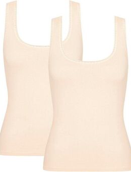 sloggi Unterhemd GO (2er Pack) zarte Spitzendetails, tiefer Rundhals-Ausschnitt, breite Träger, weich