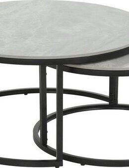 HELA Satztisch LUIS Topseller, Couchtisch rund (Set, 2-St), 2er Set, 12mm Sinterstein, Marmoroptik, Boho Wohnzimmertisch