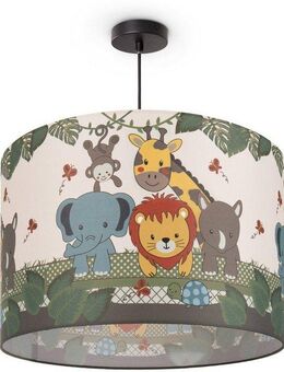 Paco Home Pendelleuchte Diamond 634, ohne Leuchtmittel, Kinderlampe Deckenlampe LED Kinderzimmer, Dschungel-Tiere, E27