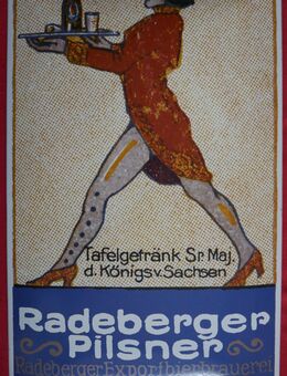 Emailschild ,Werbung, Radeberger Exportbierbrauerei , Im Salon , Tafelgetränk Sr. Maj. d. Königs von Sachsen ,50cm x 30cm - Görlitz