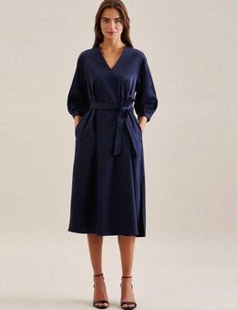 seidensticker Sommerkleid Schwarze Rose 3/4-Arm V-Neck Uni