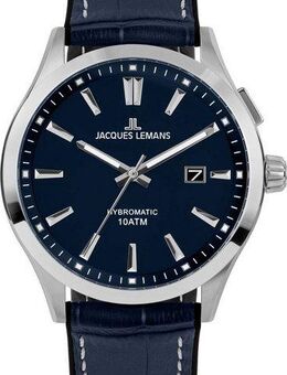 Jacques Lemans Kineticuhr Hybromatic 1-2130C, Armbanduhr, Herrenuhr, Datum, Leuchtzeiger, Lederarmband