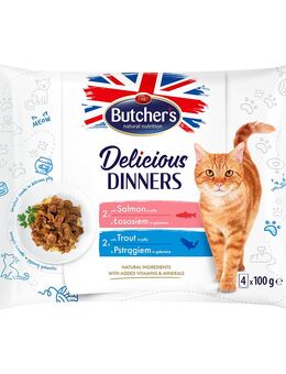 Butcher's Delicious Dinners Katze 32 x 100 g - Mix: Lachs, Forelle