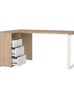 INOSIGN Eckschreibtisch Arbeitstisch, Sekretär, Bürotisch, Stauraum, Computertisch, 3 Schubladen integriert und 1 offenes Fach, Breite 150 cm