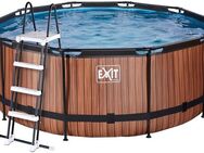 EXIT Framepool inkl. Sicherheitsleiter (Set, 4-tlg), ØxH: 360x122 cm, mit Kartuschenfilter-Pumpe & Filterkartusche