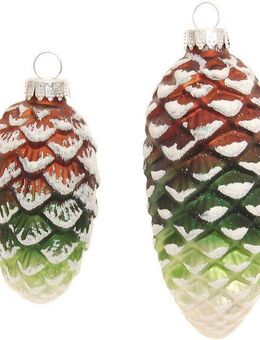 Krebs Glas Lauscha Christbaumschmuck Glas-Tannenzapfen bunt, mit Glitter, 2x klein Ø 8 cm + 2x groß Ø 10 cm (4-tlg), Weihnachtsdeko, Weihnachtsbaumkugel, Christbaumkugeln aus Glas