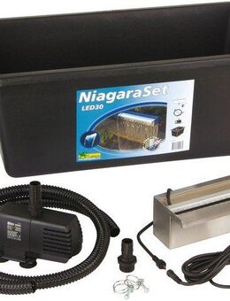 Ubbink Wasserfall Niagara 30 LED, 30 cm Breite, (Set, mit 20 LEDs, Pumpe 2300 l/h, Schlauch, Becken 65 l)