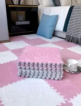 12-teilige Packung Verdickter Spleißteppich Perfekt für Schlafzimmer, Wohnzimmer, Camping und mehr 30x30cm Rosa / Weiss Set345243 - Ingolstadt