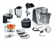 BOSCH Küchenmaschine MUM5935B Durchlaufschnitzler, 3 Scheiben, Mixer, silber, 1000 W, 3,9 l Schüssel, Fleischwolf, Kekspresse, Zitruspresse, 3 Rühr-/Knethaken, spülm.fest