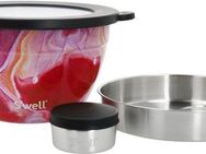 S'well Salatschüssel S'well Calacatta Gold Salad Bowl Kit, 1.9L, Edelstahl, (3-tlg), Therma-S'well®-Technologie mit vakuumisolierten Außenschale