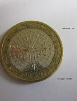 Frankreich 1 Euro 2001 Fehlprägung RAR-3554-55- - Mahlberg