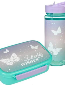 Scooli Lunchbox Brotzeitdose & Trinkflasche, Butterfly Wishes, Kunststoff, (Set, 2-tlg), mit Trinkflasche