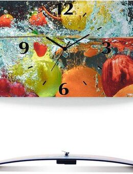 Artland Wanduhr Spritzendes Obst auf dem Wasser (3D Optik gebogen, mit Quarz- oder Funkuhrwerk, versch. Größen)