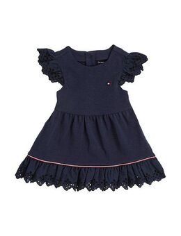 Tommy Hilfiger Sommerkleid BRODERIE ANGLAISE DRESS SS mit Logo-Kontrastband, mit Logostickerei