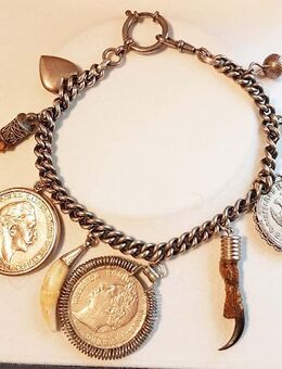Antik Charivari 3x Silbermünze Trachtenschmuck Silber Tracht Kette Alpen Bayern - Nürnberg