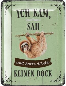 Lustiges Blechschild Ich kam sah und hatte direkt keinen Bock - Lanolu 15x20 cm - Hamburg