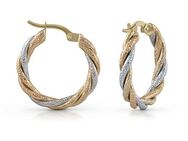 Fascination by Ellen K. Paar Creolen Gold 585 dreifarbig 21mm Durchmesser