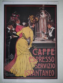 Reklame / Werbung , Blechschild 67cm x 49cm , Caffe Espresso Servizio Istantaneo , Veccanti Milano , Kaffee - Görlitz