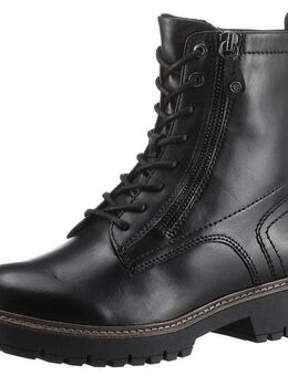 Tamaris Schnürboots, Blockabsatz, Schnürstiefelette, Combat-Boots mit Kontrast-Rahmennaht