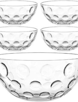 LEONARDO Schale Schalen-Set CUCINA OPTIC, 5er Set, 4x Ø 10 cm & 1x Ø 21,5 cm, Glas, (Set, 5-tlg), Spülmaschinengeeignet