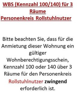 3 -Zimmer mit WBS (100/140) für den Personenkreis Rollstuhlnutzer - Berlin