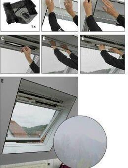 GARDINIA Fliegengitter-Gewebe Insektenschutz Dachfenster Gaze, mit Reißverschluss für Dachfenster-Griff